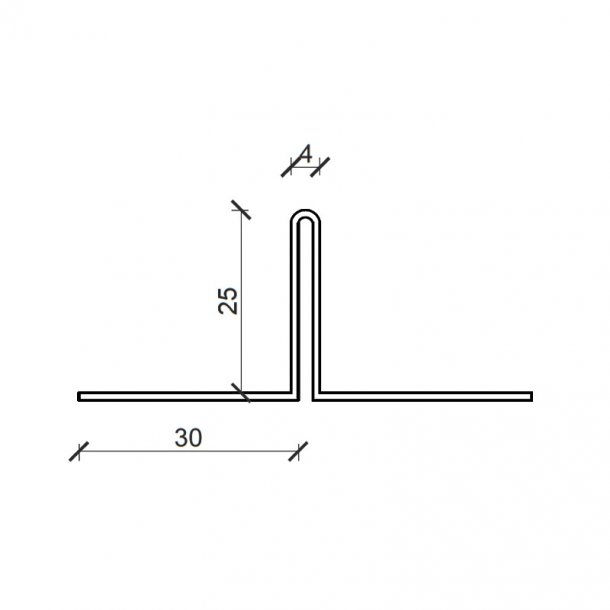 Samleprofil, sort. Alu-profil til plank., 25 x 60 x 2500 mm