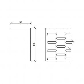 Sokkelsikring/musestop, blank. Alu-profil til plank., 30 x 50 x 2500 mm.