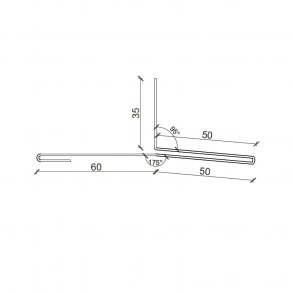 Vandn�se, antracit. Alu-profil til plank., 50 x 35 x 2500 mm.