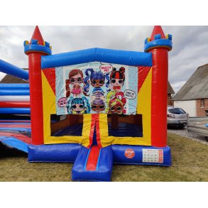 Lille lukket hoppeborg, med udskiftelig banner 4 m x 4 m