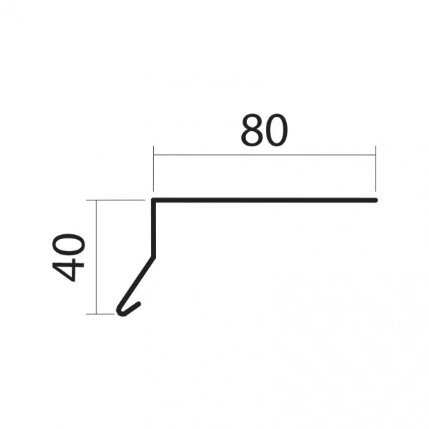 Tagfod / Murafdkning 6b, 40 x 80 x 1000 mm.