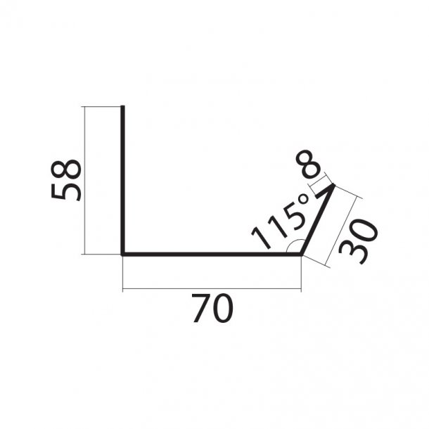 Sternrende 4 &#150; h/v 2 hjrneafklip, 58 x 70 x 30 x 8 x 1000 mm.