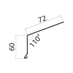 Tagfod 12 7a  uden asfalt (sort), 60 x 72 x 1000 mm.