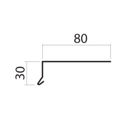 Tagfod / Murafdkning 6a, 30 x 80 x 1000 mm.