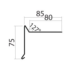 Vindskede 13 &#150; uden asfalt (sort), 75 x 20 x 80 x 1000 mm.