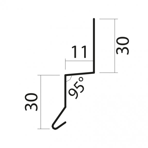 Z-profil / Pladesamler vandnse 17a, 30 x 11 x 30 x 1000 mm.