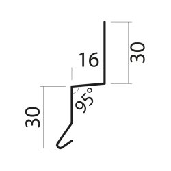 Z-profil / Pladesamler vandnse 17b, 30 x 16 x 30 x 1000 mm.