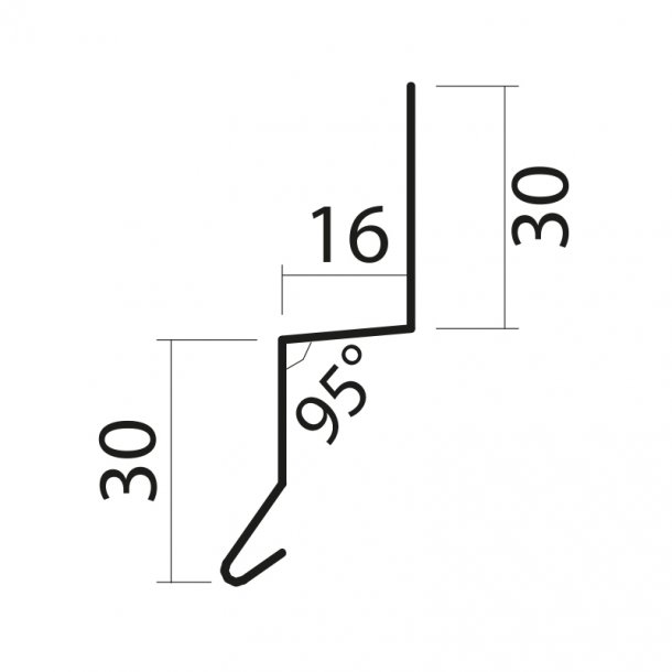 Z-profil / Pladesamler vandnse 17b, 30 x 16 x 30 x 1000 mm.