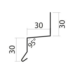 Z-Profil / Pladesamler vandnse 17c, 30 x 30 x 30 x 1000 mm.