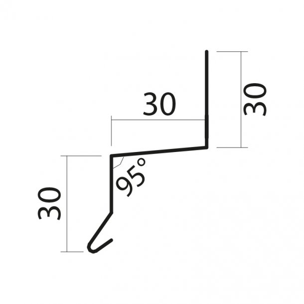 Z-Profil / Pladesamler vandnse 17c, 30 x 30 x 30 x 1000 mm.